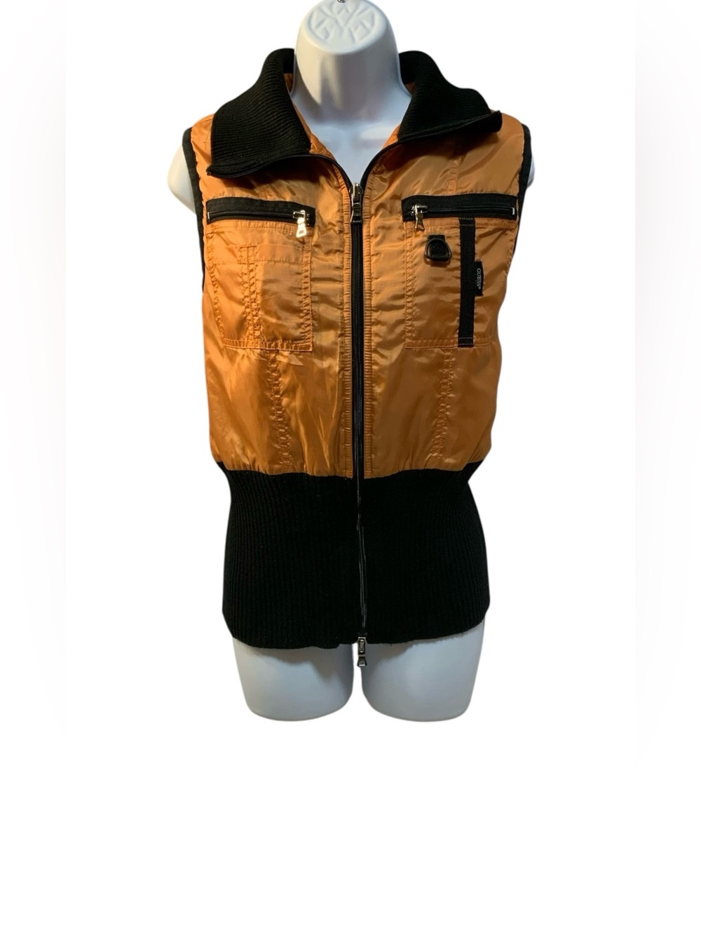 Guess Orange/Black Puffer Vest